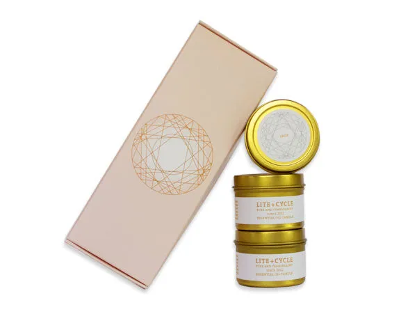 TRAVEL TIN SET Floral |  THREE 2OZ ESSENTIAL OIL CANDLES