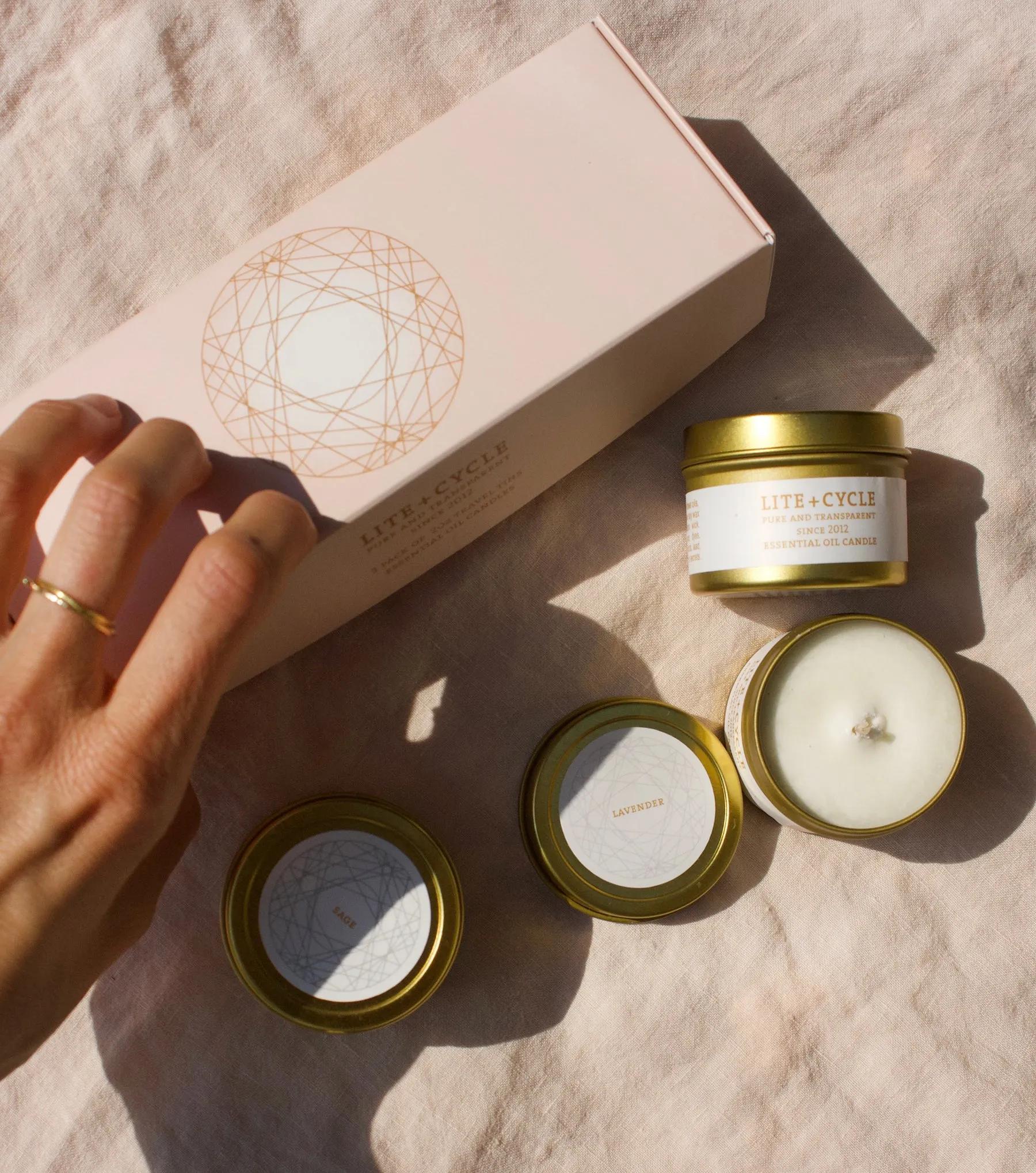 TRAVEL TIN SET Floral |  THREE 2OZ ESSENTIAL OIL CANDLES