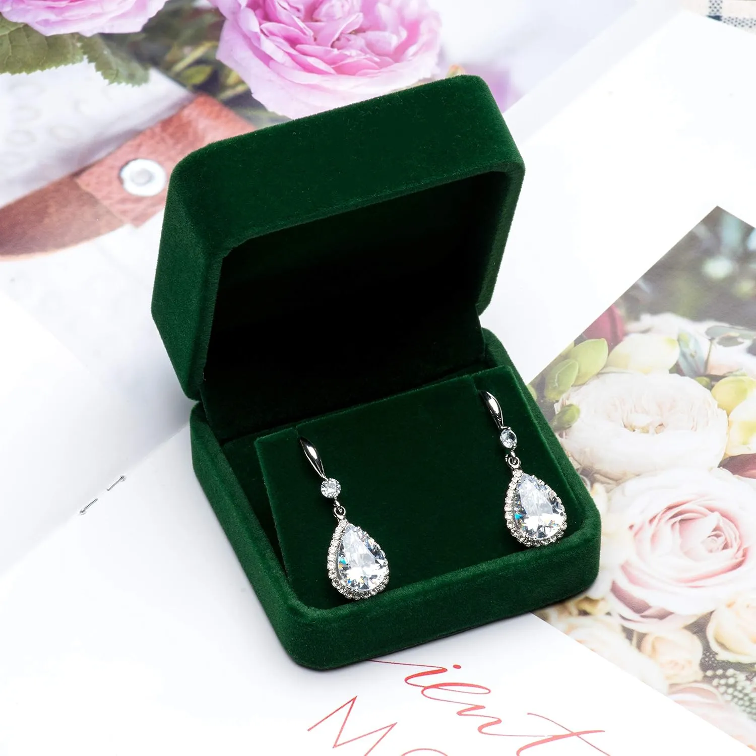 Velvet Earring Gift Boxes Jewelry Box (Green)