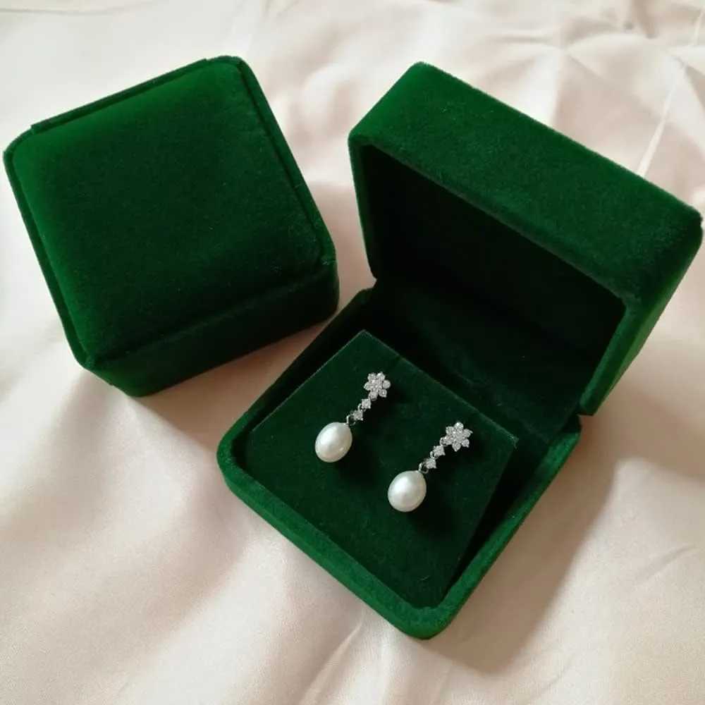 Velvet Earring Gift Boxes Jewelry Box (Green)