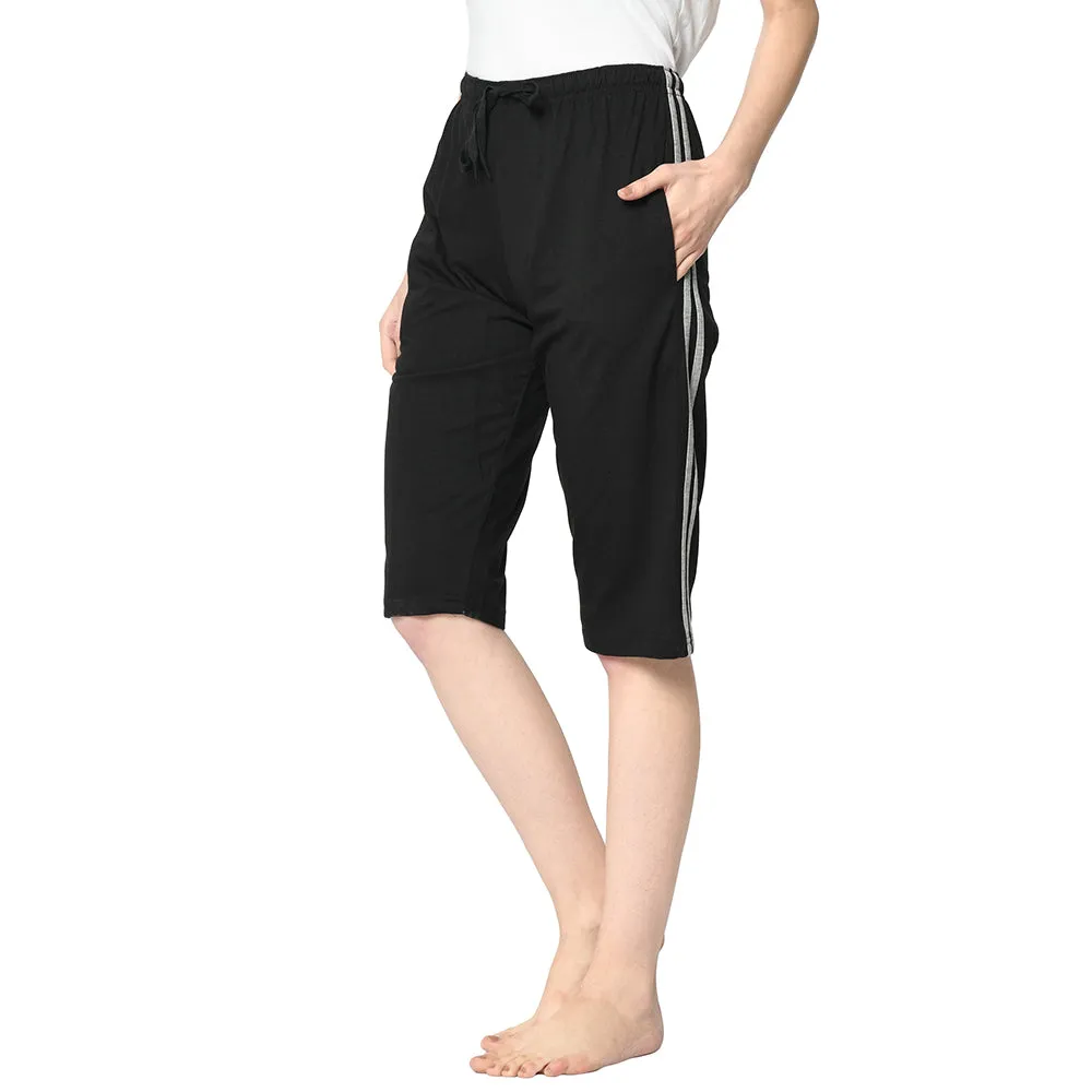 Vimal Jonney Black 3/4th Capri For Women's