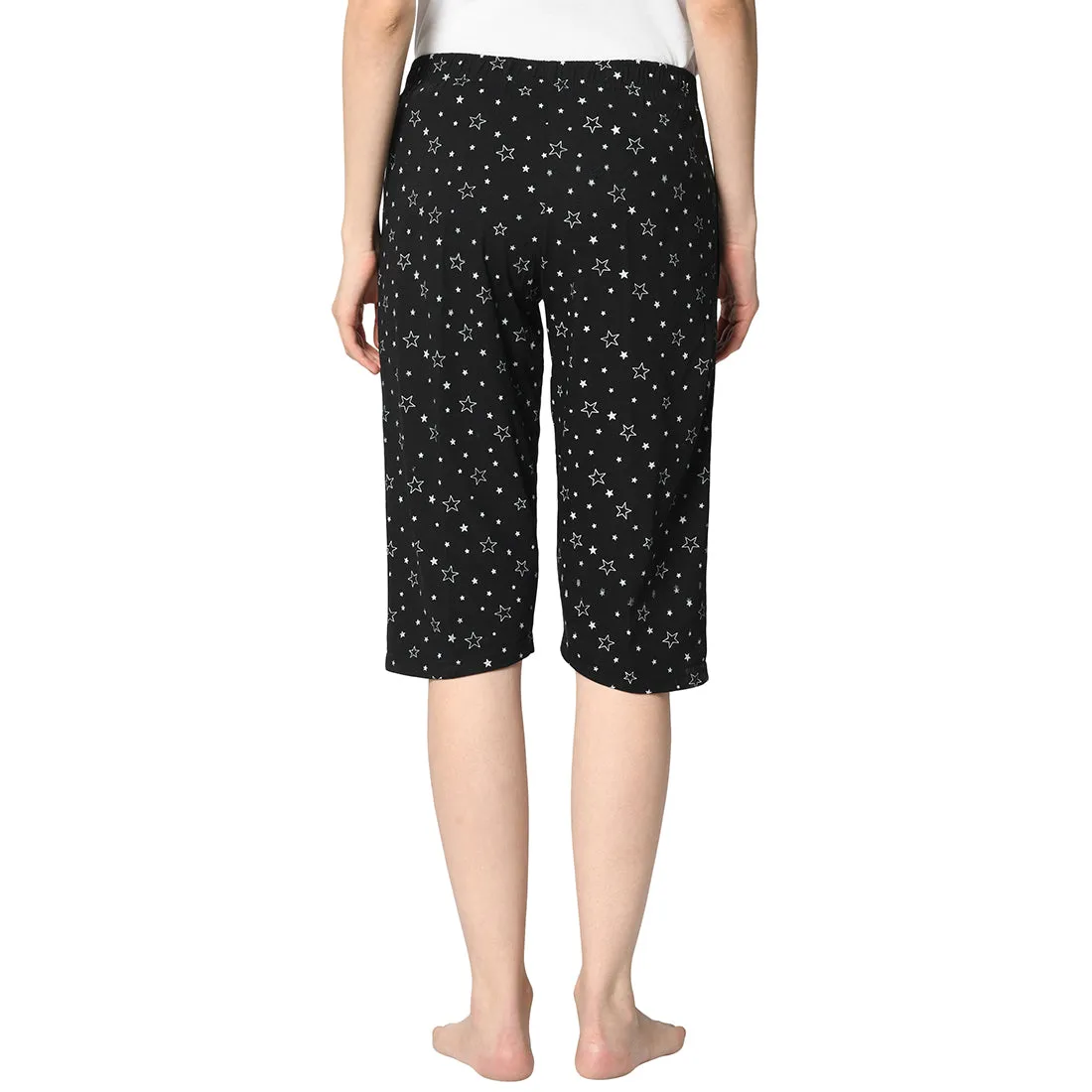 Vimal Jonney Black 3/4th Capri For Women's