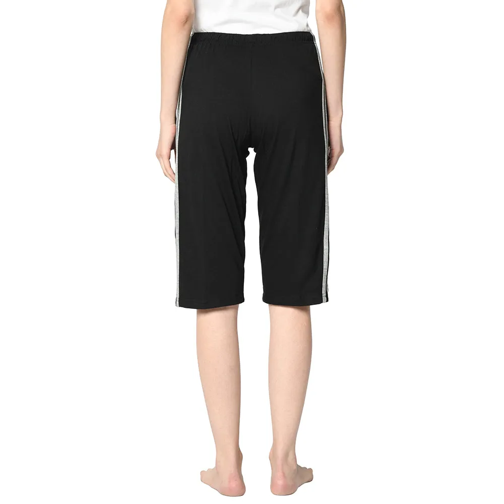 Vimal Jonney Black 3/4th Capri For Women's