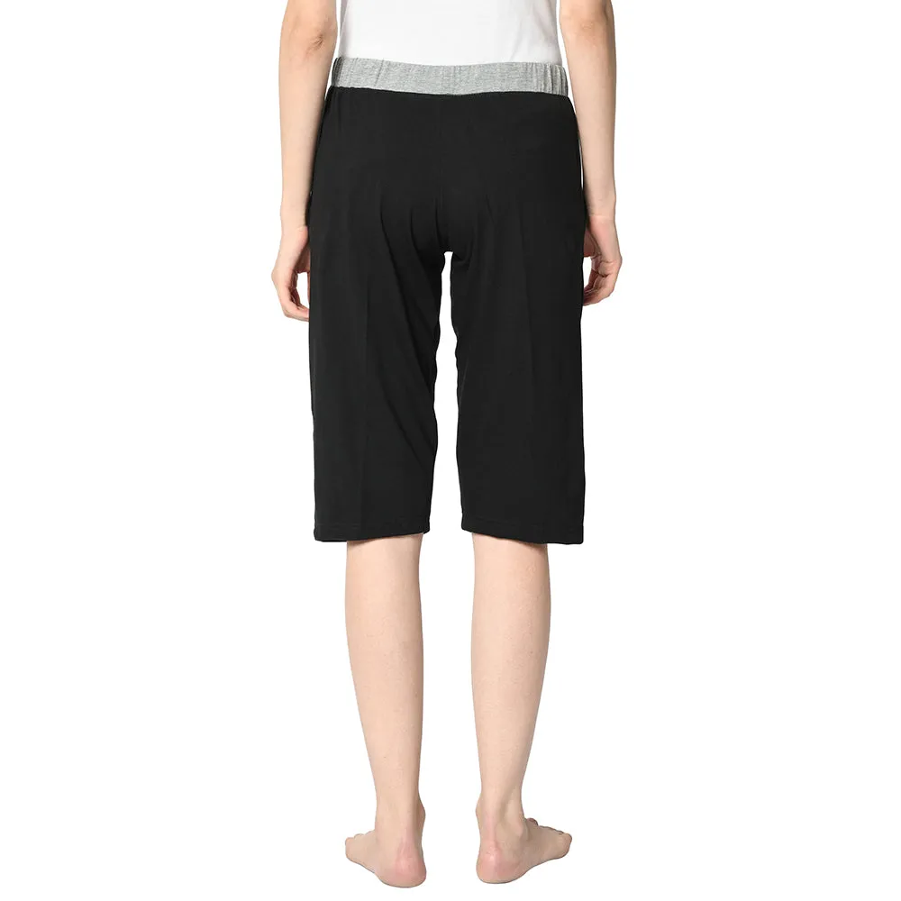 Vimal Jonney Black 3/4th Capri For Women's