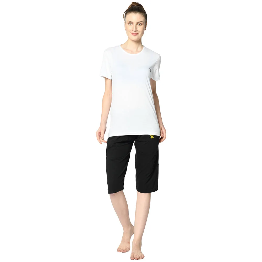 Vimal Jonney Black 3/4th Capri For Women's