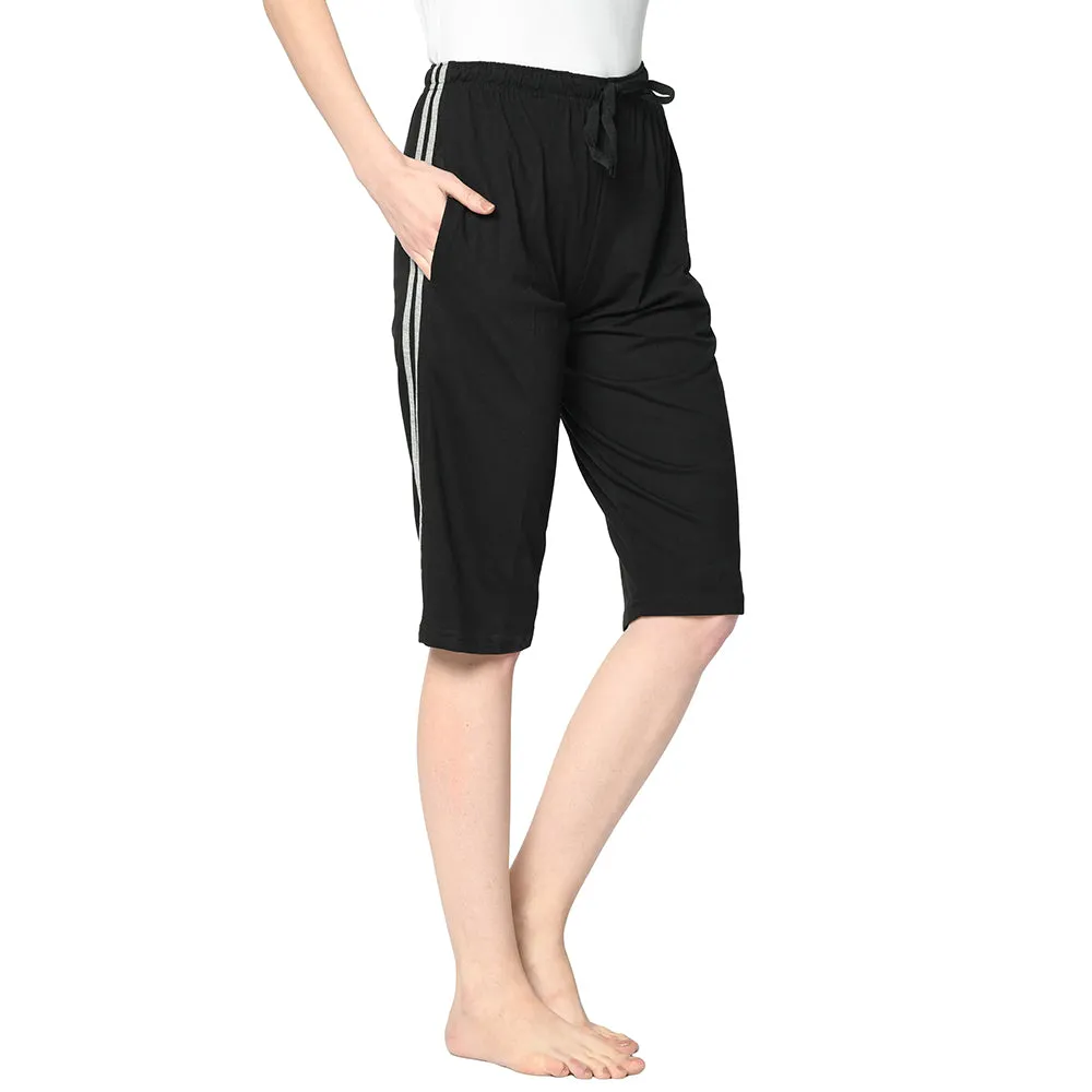 Vimal Jonney Black 3/4th Capri For Women's