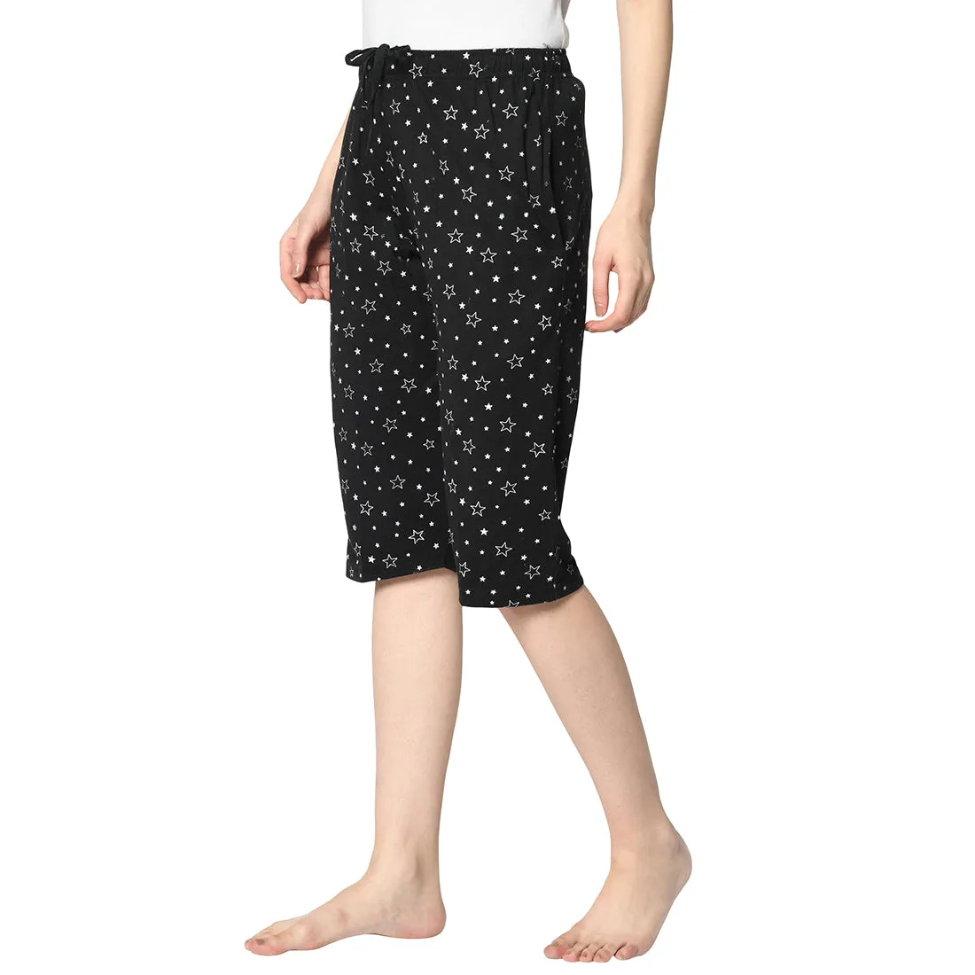 Vimal Jonney Black 3/4th Capri For Women's