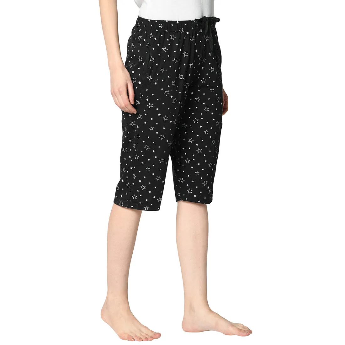Vimal Jonney Black 3/4th Capri For Women's