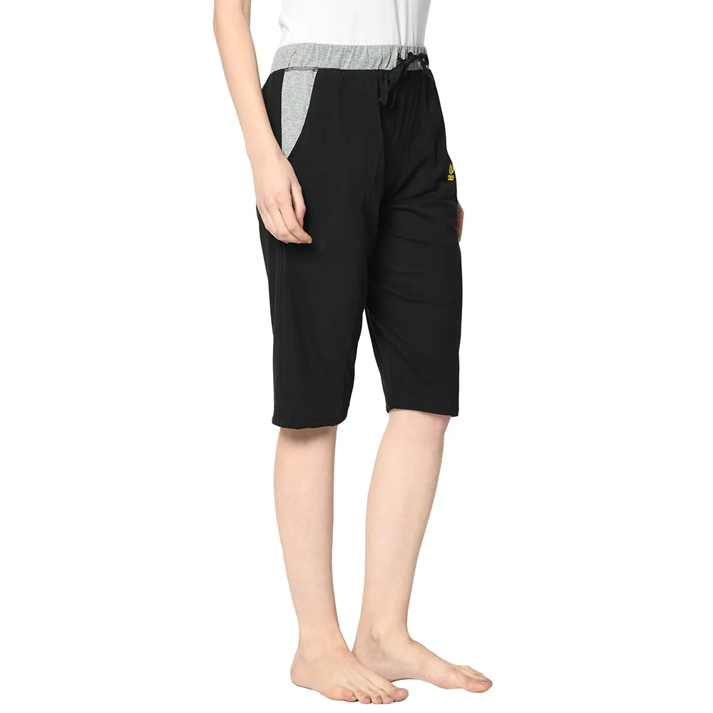Vimal Jonney Black 3/4th Capri For Women's