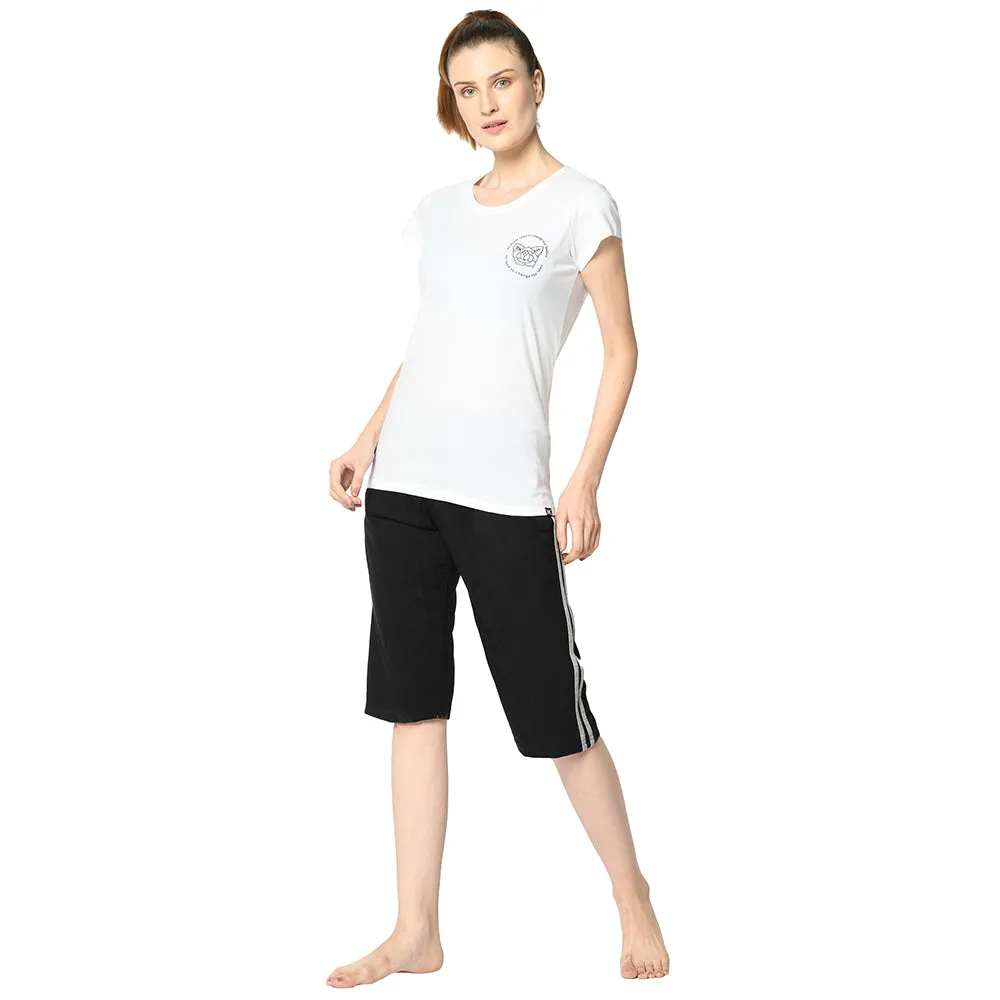 Vimal Jonney Black 3/4th Capri For Women's