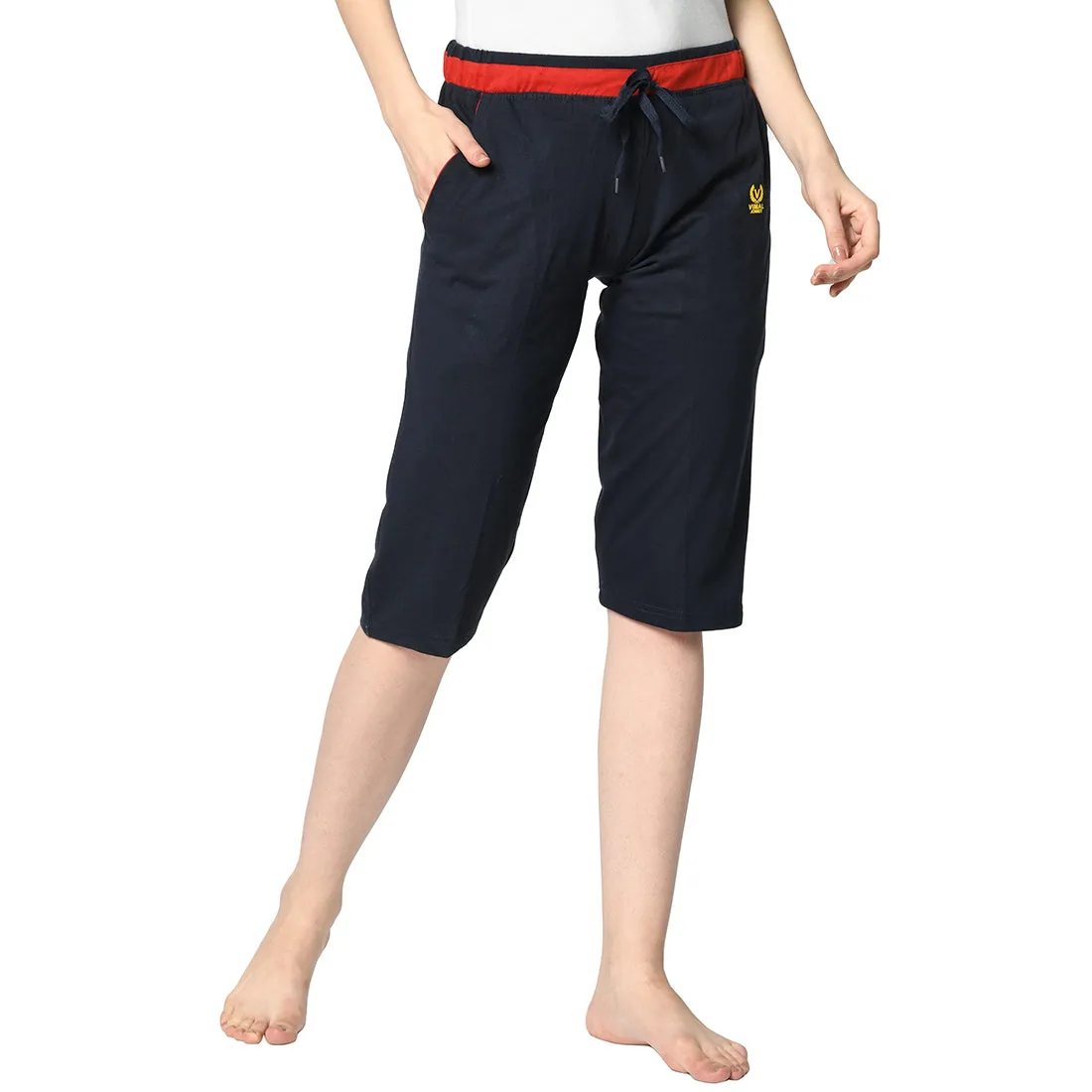 Vimal Jonney Blue 3/4th Capri For Women's