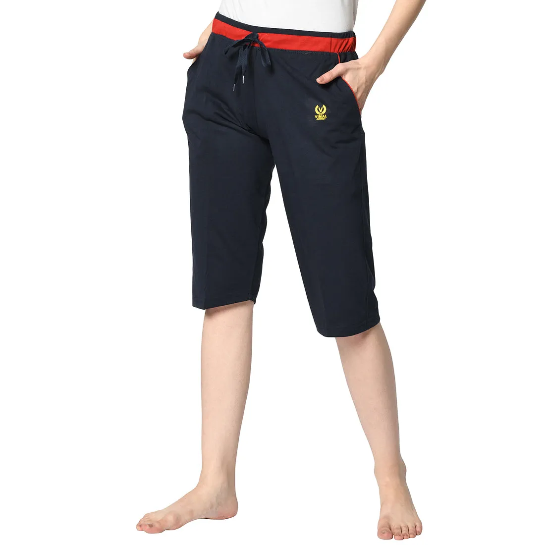 Vimal Jonney Blue 3/4th Capri For Women's