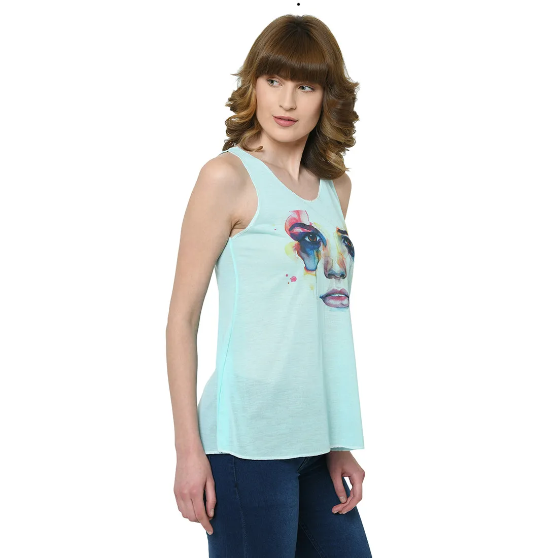 Vimal Jonney Green Tank Top For Women's