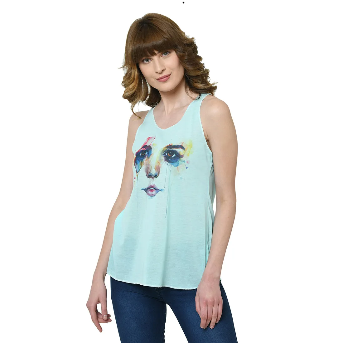 Vimal Jonney Green Tank Top For Women's