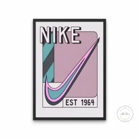 Vintage 1964 Purple & Blue Retro Poster PRINTABLE ART, Trendy Wall Art, Aesthetic Sneaker Poster, Just Do It, Sports Print