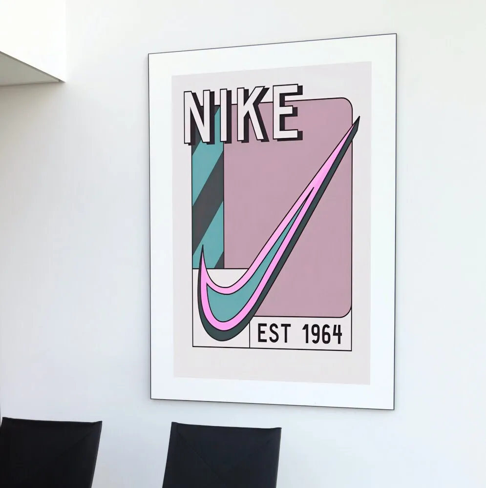 Vintage 1964 Purple & Blue Retro Poster PRINTABLE ART, Trendy Wall Art, Aesthetic Sneaker Poster, Just Do It, Sports Print