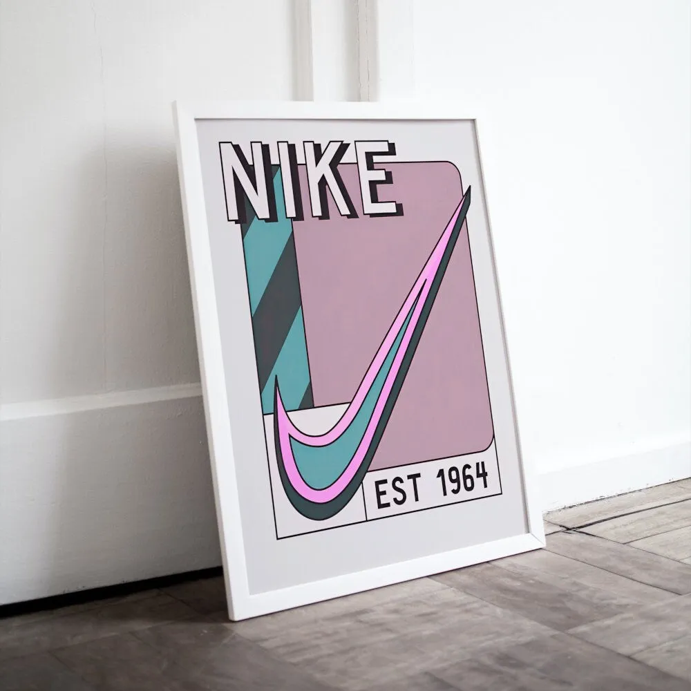 Vintage 1964 Purple & Blue Retro Poster PRINTABLE ART, Trendy Wall Art, Aesthetic Sneaker Poster, Just Do It, Sports Print