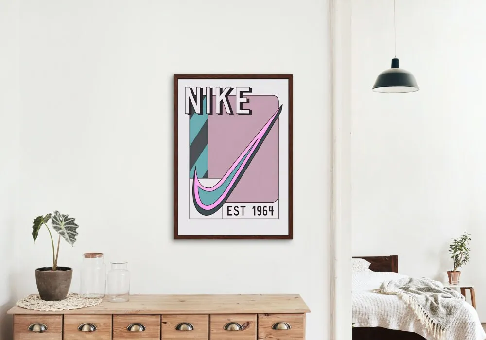 Vintage 1964 Purple & Blue Retro Poster PRINTABLE ART, Trendy Wall Art, Aesthetic Sneaker Poster, Just Do It, Sports Print