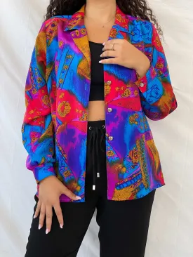 Vintage GW Division of Graff Gold Buttoned Multi-Color Shirt - L
