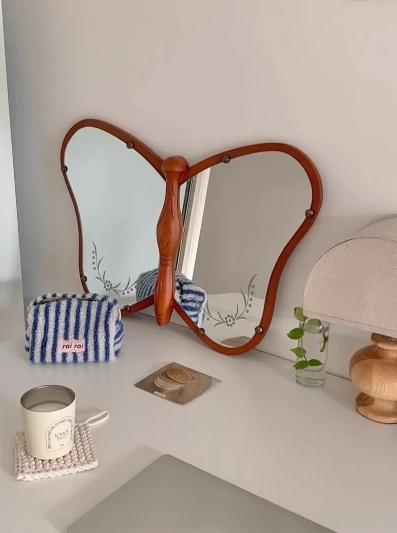 Vintage Wooden Butterfly Mirror