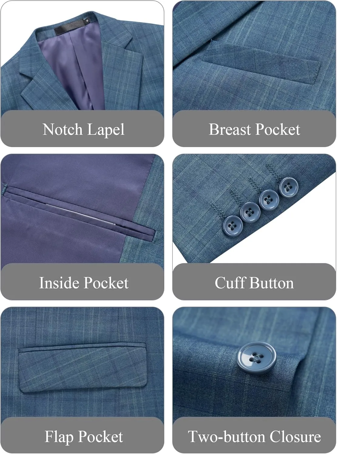 WEEN CHARM Men's 2 Piece Slim Fit Plaid Suit Business Casual Blazer Pants Set for Formal Wedding Prom Office Party