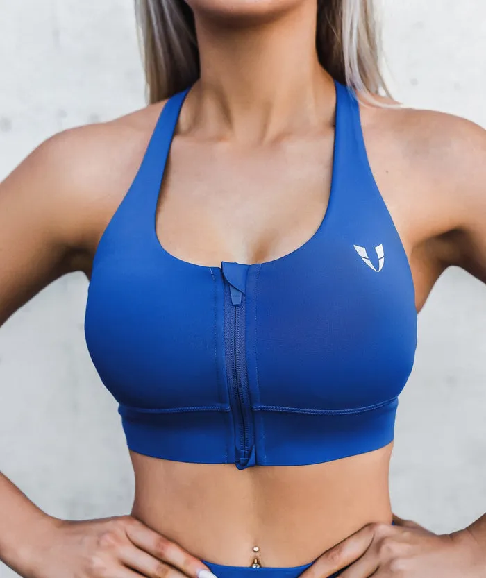Wholesale Woman's Cross Back Zip Up Sports Bra For Gymwork, Fitness