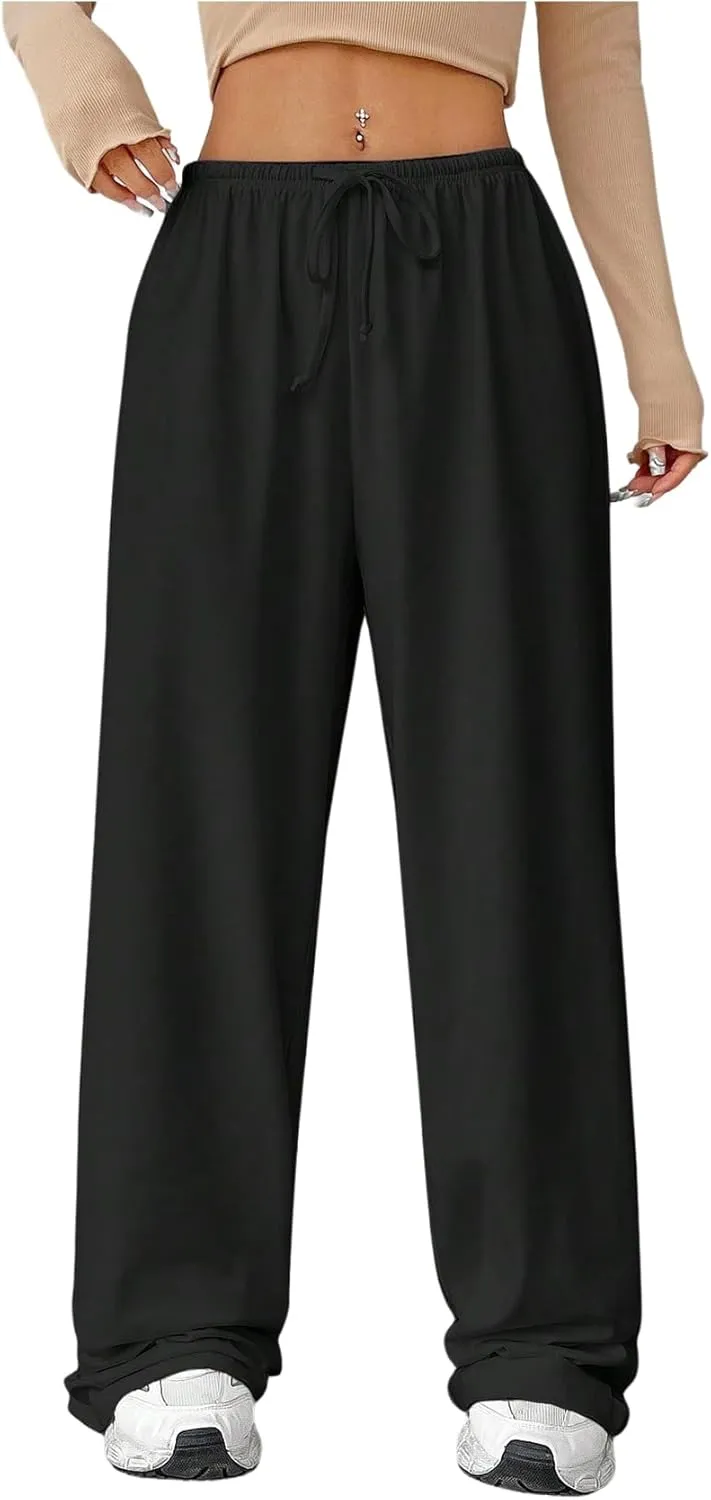 Women's Baggy Wide Leg Pants Elastic Drawstring Waist Casual Sweatpants Trousers