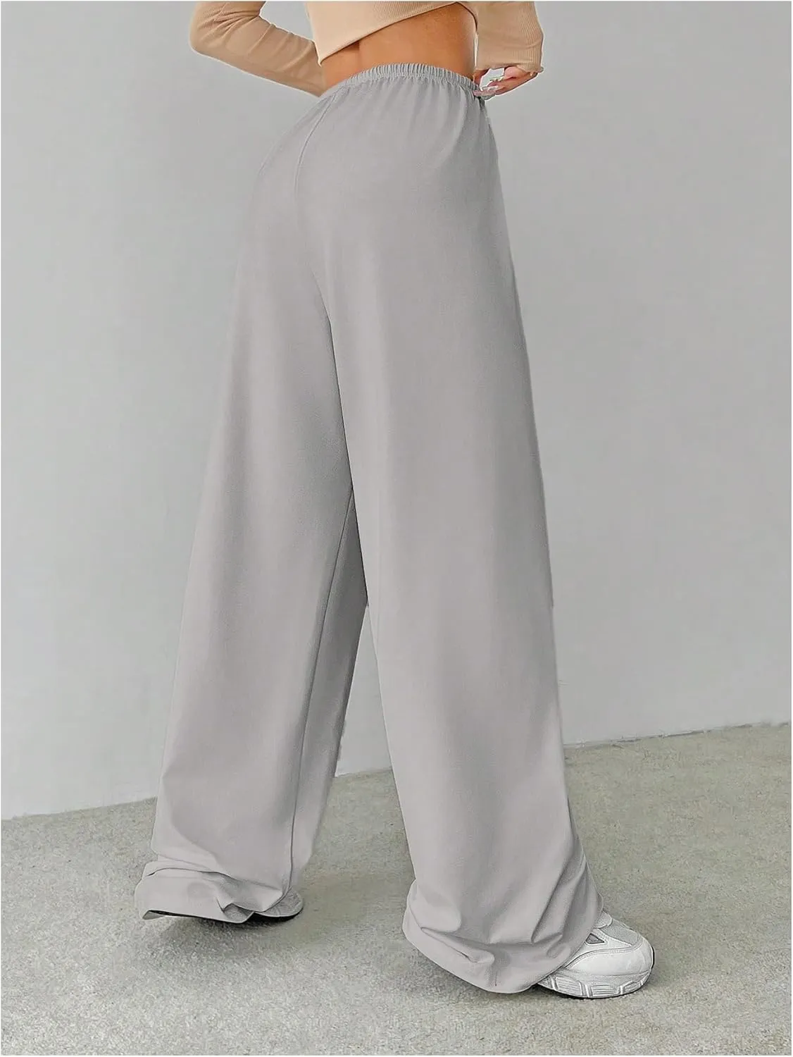 Women's Baggy Wide Leg Pants Elastic Drawstring Waist Casual Sweatpants Trousers
