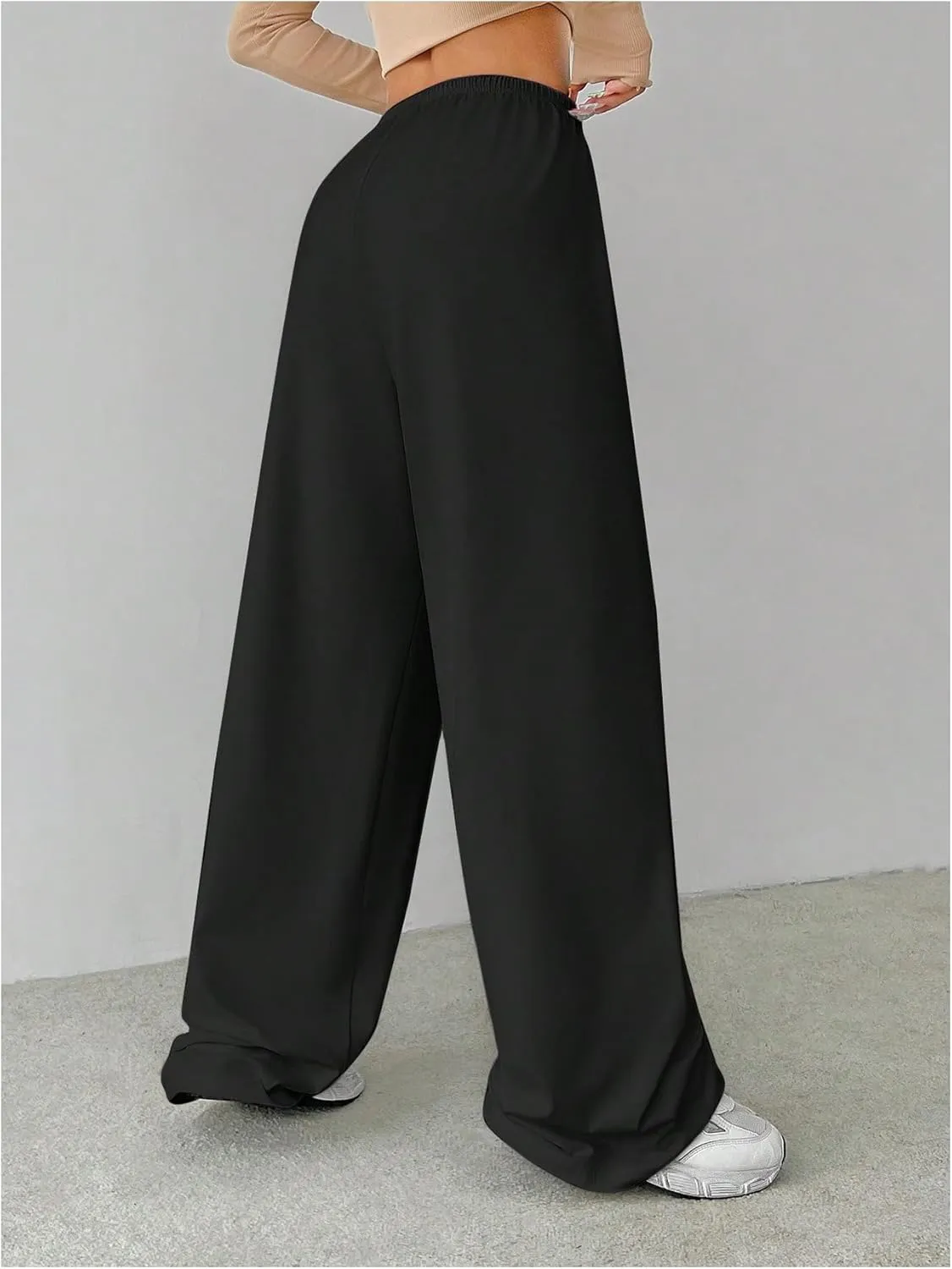 Women's Baggy Wide Leg Pants Elastic Drawstring Waist Casual Sweatpants Trousers