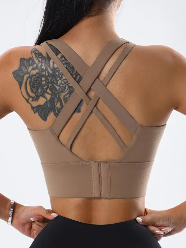 Women's Shockproof Cross Back Fitness Sports Bra