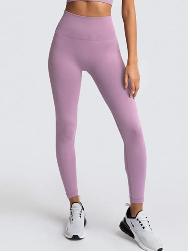 Women's Solid Colour Gym Set Including Sports Bra And Leggings