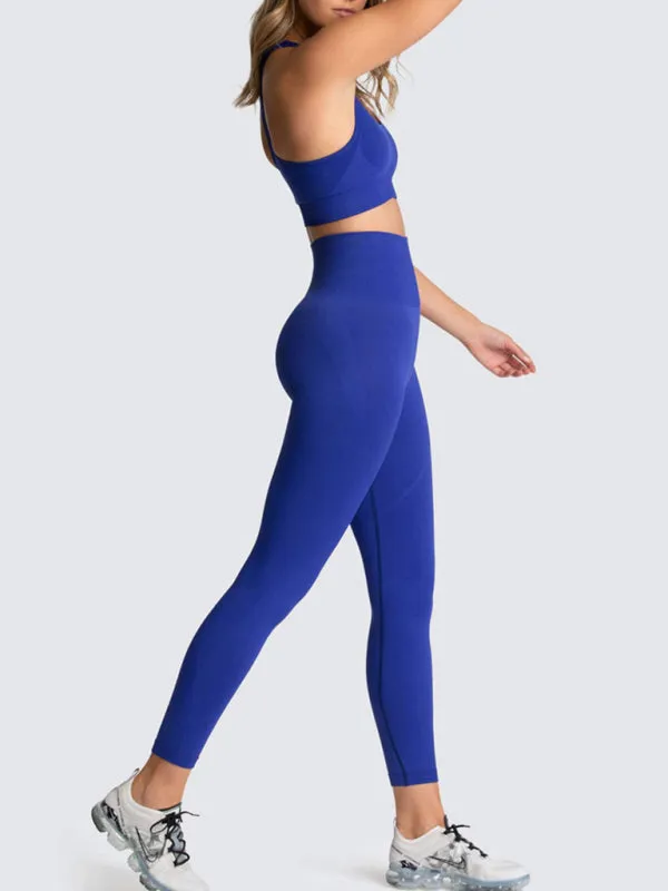 Women's Solid Colour Gym Set Including Sports Bra And Leggings