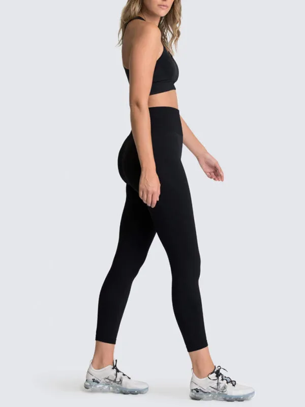 Women's Solid Colour Gym Set Including Sports Bra And Leggings