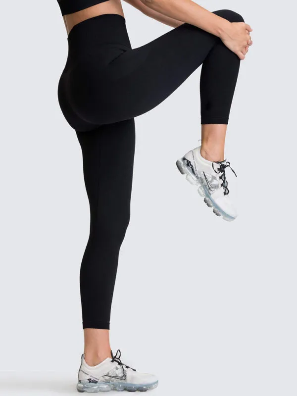 Women's Solid Colour Gym Set Including Sports Bra And Leggings