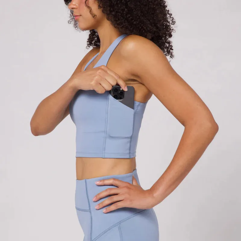 Womens Stamina™ Scoop Neck Race Crop - Smokey Blue