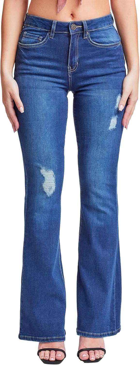 YMI Women's Tall Size Junior Classic High Rise Flare Jean-Long Inseam