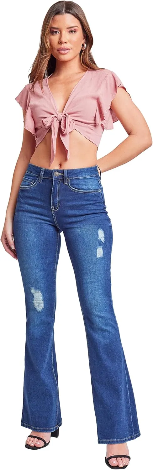 YMI Women's Tall Size Junior Classic High Rise Flare Jean-Long Inseam