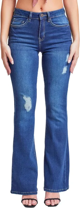 YMI Women's Tall Size Junior Classic High Rise Flare Jean-Long Inseam