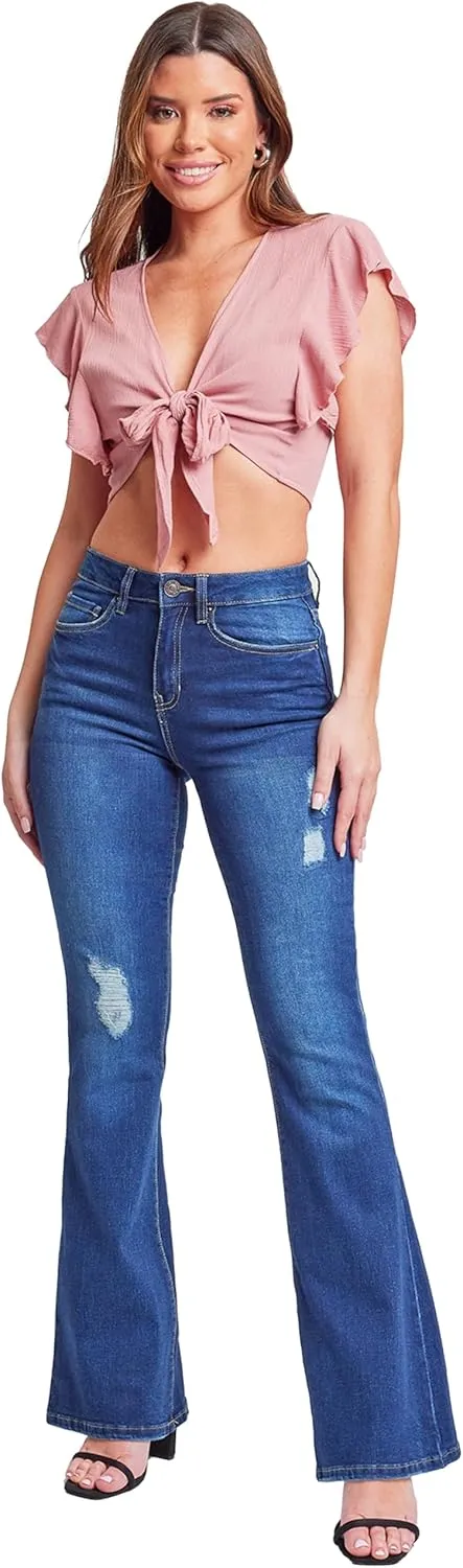 YMI Women's Tall Size Junior Classic High Rise Flare Jean-Long Inseam