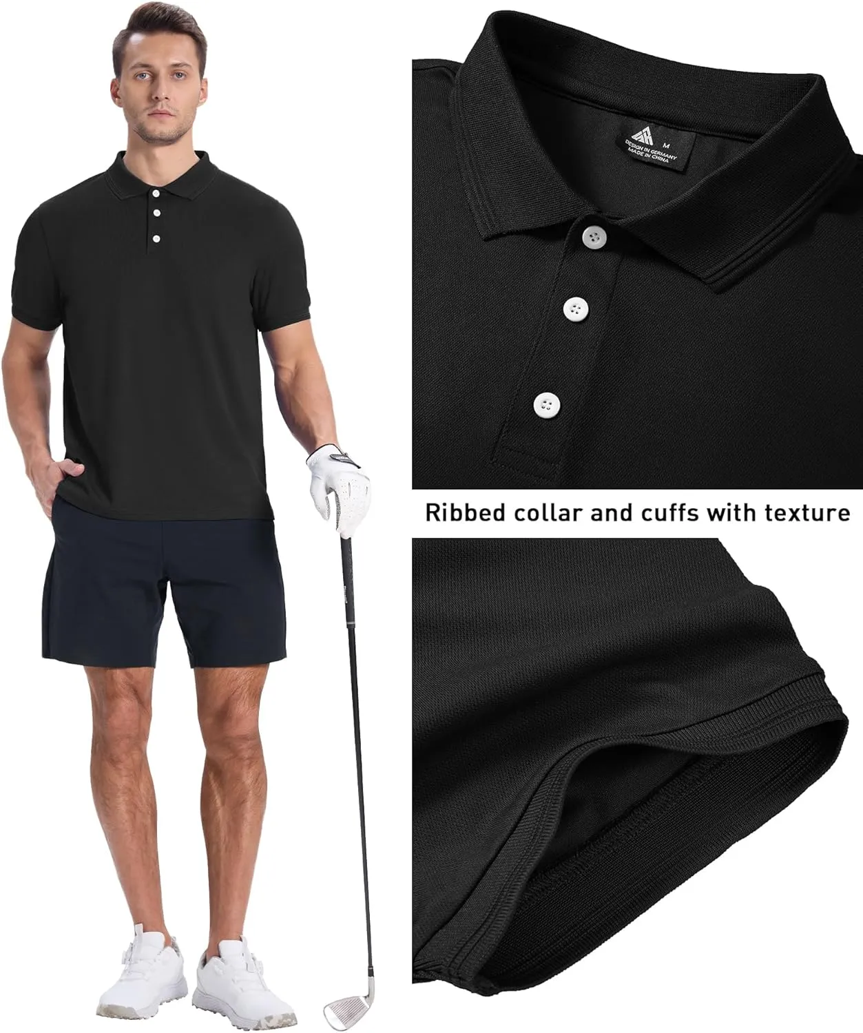 ZITY Men's 3 Pack Polo Shirts Short Sleeve Moisture-Wicking Golf Shirt Business Causal Tops