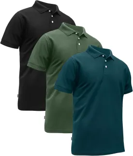 ZITY Men's 3 Pack Polo Shirts Short Sleeve Moisture-Wicking Golf Shirt Business Causal Tops