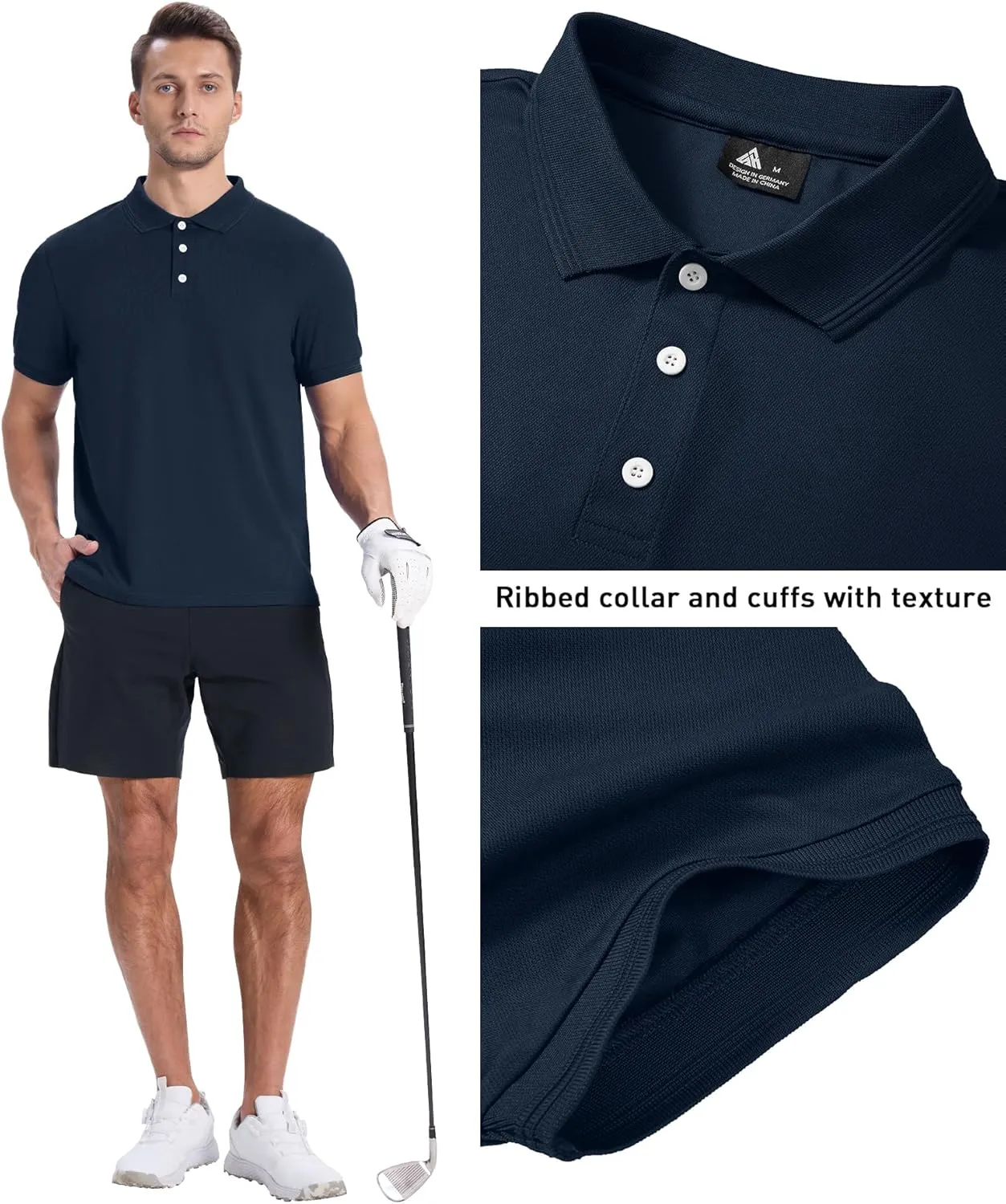 ZITY Men's 3 Pack Polo Shirts Short Sleeve Moisture-Wicking Golf Shirt Business Causal Tops